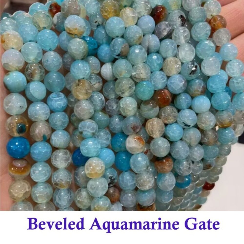 Beveled Aquamarine Gate 15" Strand